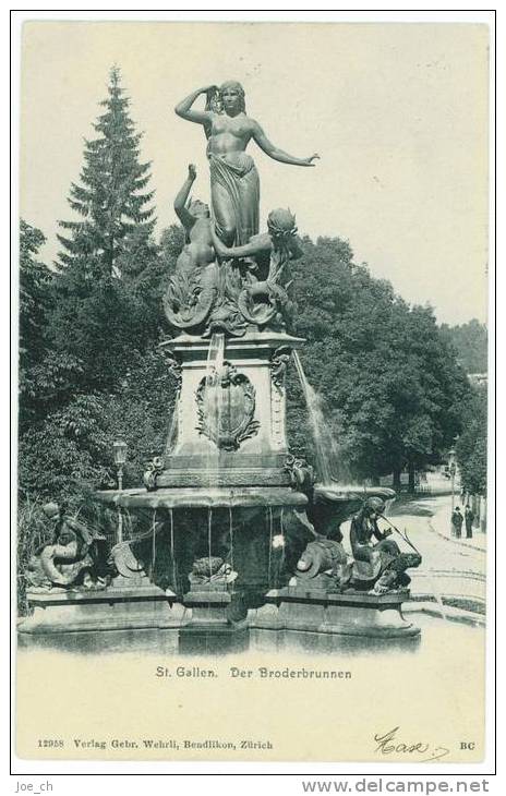 Schweiz/Suisse: AK St.Gallen Broderbrunnen, 1904, 3 Scans - St. Gallen