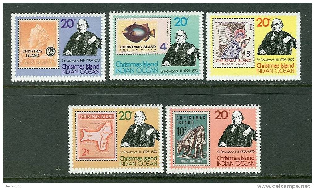 Christmas Island  Sir Rowland Hill  Set SC# 90a-e MNH** - Rowland Hill