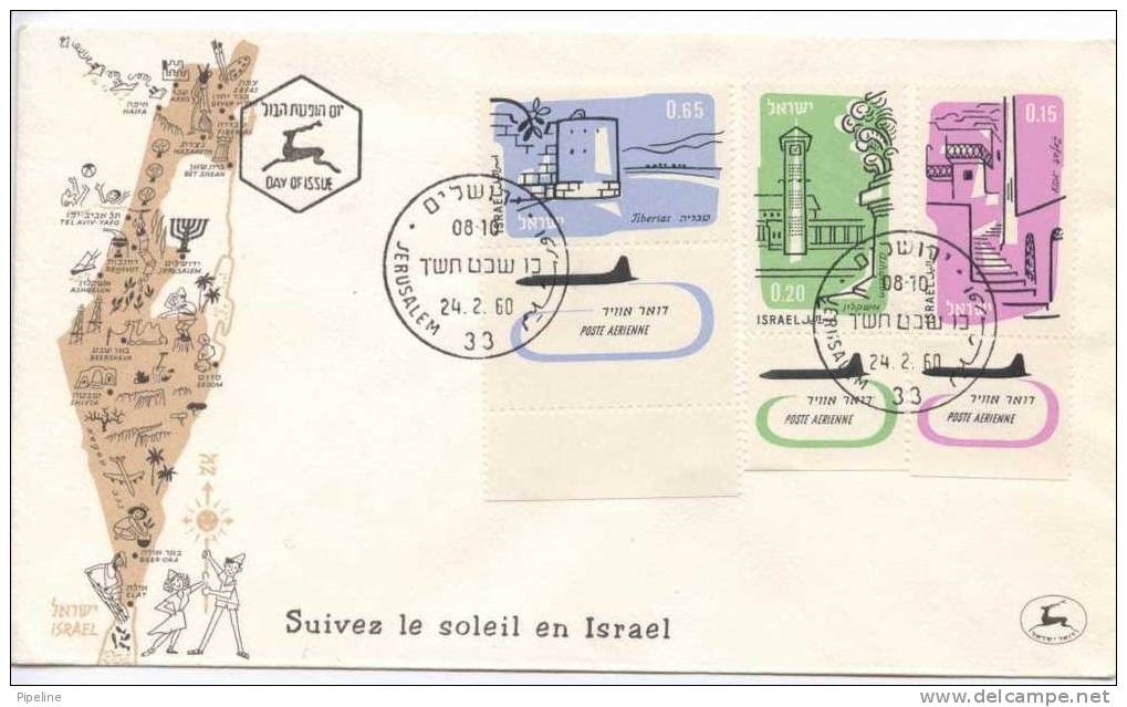 Israel FDC Jerusalem 24-2-1960 With Tab And Cachet - FDC