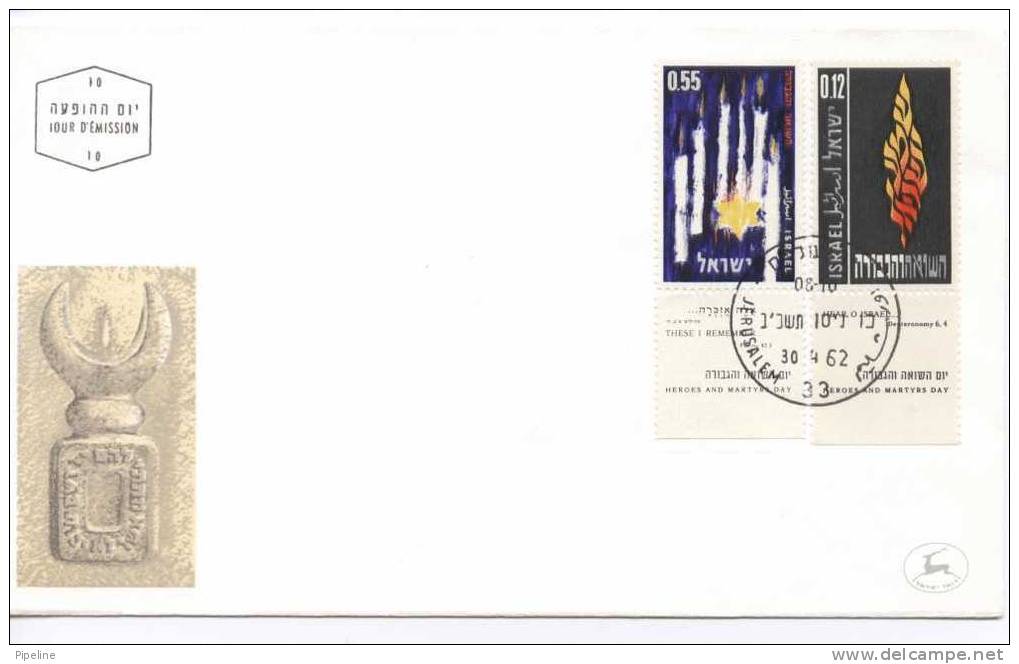 Israel FDC Jerusalem 30-4-1962 With Tab And Cachet - FDC