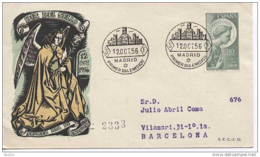 Spain FDC 12-10-1956 With Nice Cachet - FDC