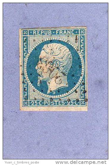 FRANCE TIMBRE N° 10 OBLITERE PRINCE PRESIDENT LOUIS NAPOLEON 25C BLEU - 1852 Luis-Napoléon