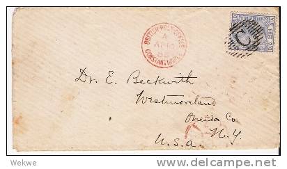 BD034a/  BRIT. LEVANT - Victoria, B.P.O. Constantinople 1883, Nach N.Y., USA - Brits-Levant