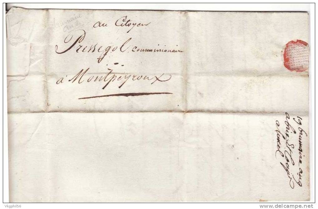 Lettre Du 19 Brumaire An 9 - 1801-1848: Précurseurs XIX