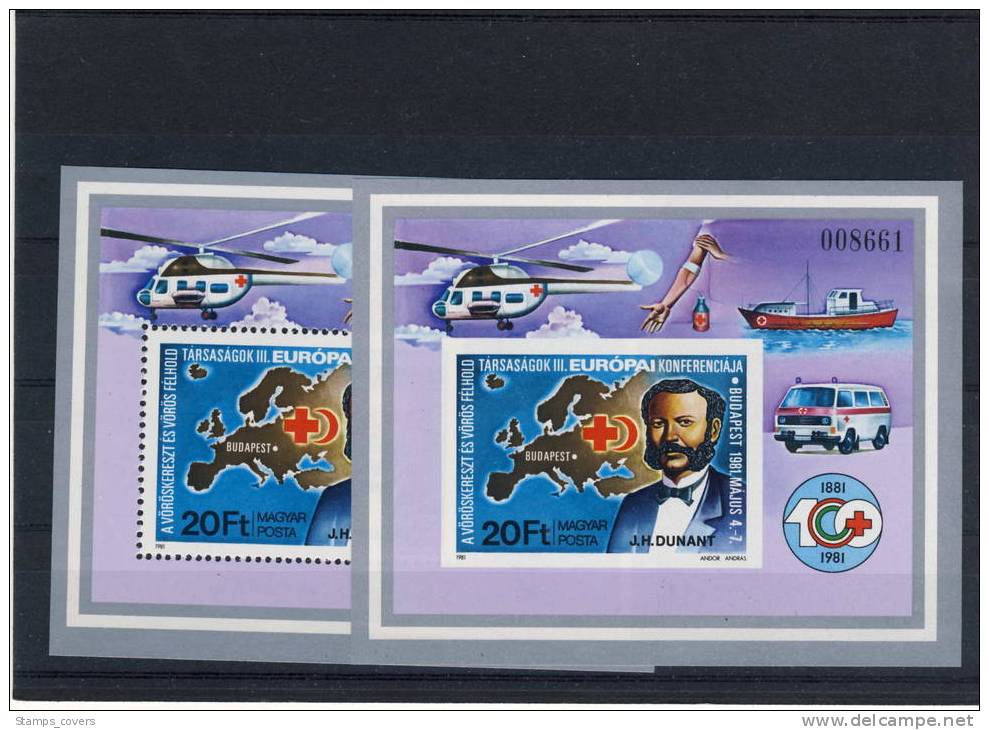 HUNGARY MNH** MICHEL BL 149A/149B €35.00 RED CROSS CROIX ROUGE HENRI DUNANT - Henry Dunant