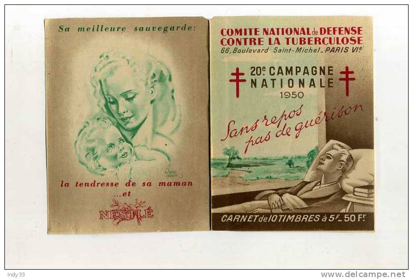 - ERINNOPHILIE . CARNET INCOMPLET DE 1950 . TIMBRES COLLES - Blocs & Carnets