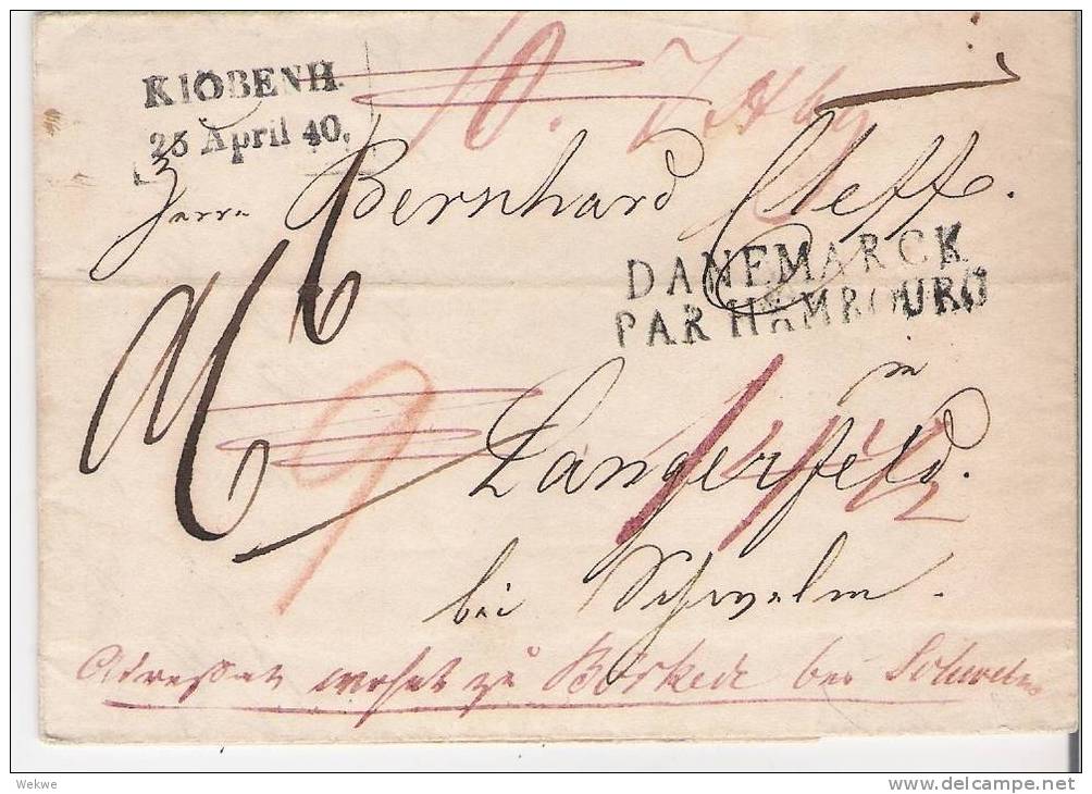 DKV005/  DÄNEMARK - RAR -  Only 6 Covers With This Kiobenh Cancellation Have Been Recorded So Far 1840 - ...-1851 Prephilately