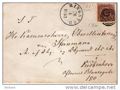 DK-C9019/  DÄNEMARK - Ringsted 1853 Auf Michel 1 II A, Vollrandig - Cartas & Documentos