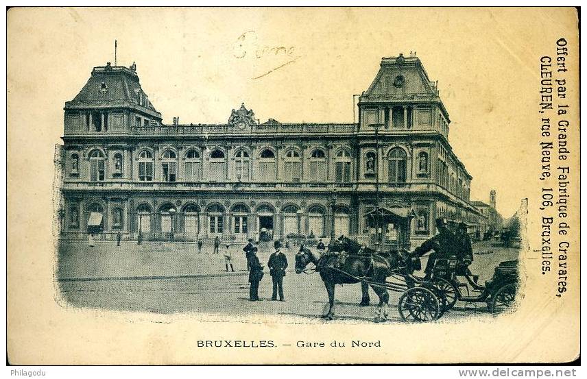 GARE DU NORD BRUXELLES -circa 1910 ?  PUBLICITAIRE - Cercanías, Ferrocarril