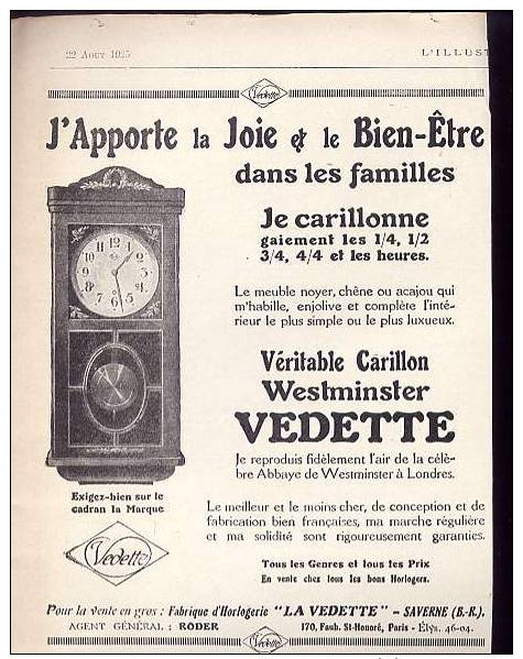 Pub De 1925 - Carillon Westminster - VEDETTE - Saverne - 1 - - Altri & Non Classificati