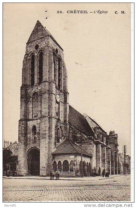 94 CRETEIL L'Eglise Cpa Animée - Creteil