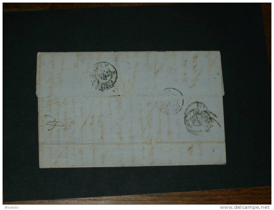 (466) Old Stampless Cover From Bruxelles(Belgium-09/25/1856)to Bordeaux(France) - 1830-1849 (Onafhankelijk België)