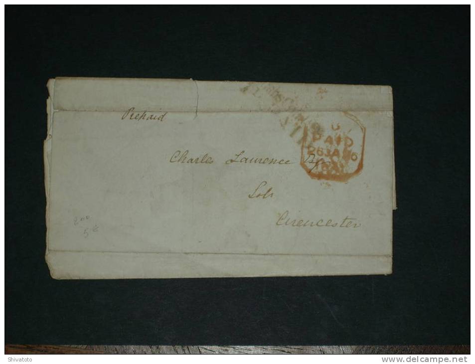 (467) Beautiful Old Stampless Cover From UK(01/26/1841)to Cirencester - ...-1840 Prephilately