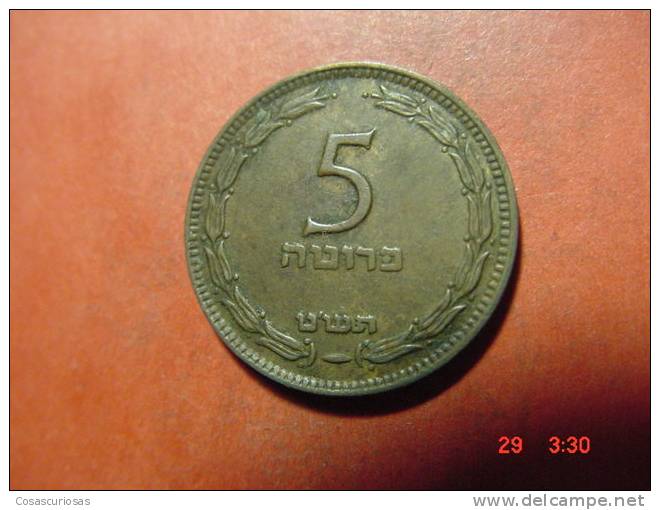 4313   ISRAEL 5 PRUTOT   AÑOS / YEARS  1949  NOT  PEARL    VF+ - Israel
