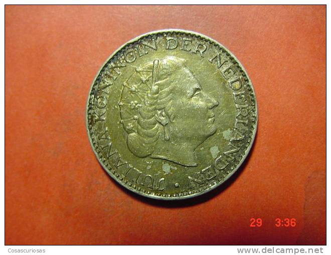 4343  NETHERLANDS HOLLAND    1 GULDEN SILVER COIN PLATA  AÑOS / YEARS  1955  XF+ - 1948-1980 : Juliana