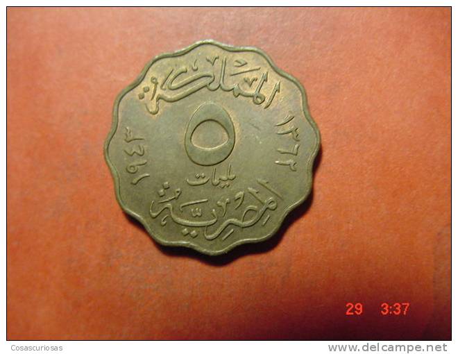 4349  EGYPT EGYPTE EGIPTO 5 MILLIEME   AÑOS / YEARS   1943  XF+ - Egipto