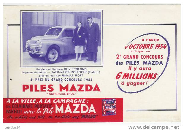 BU 27/ BUVARD PILES MAZDA  ( Voiture 4 Cv Renault ) - Auto's