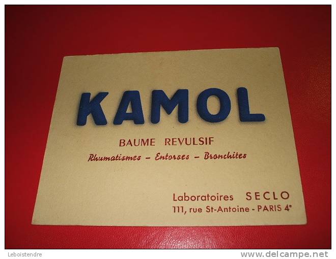 BUVARD : KAMOL-LABORATOIRES SECLO  -TAILLE: 13.5 X 10.5 CM - Droguerías