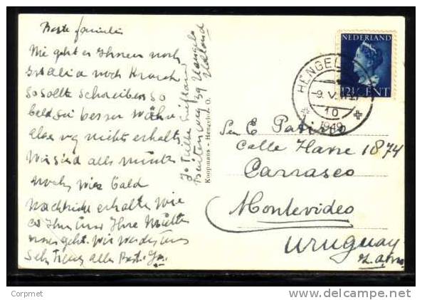 HENGELO (O) - Enschedeschestraat  Bij Avond - VF 1949 POSTCARD Sent Fron HENGELO To MONTEVIDEO, URUGUAY - Hengelo (Ov)