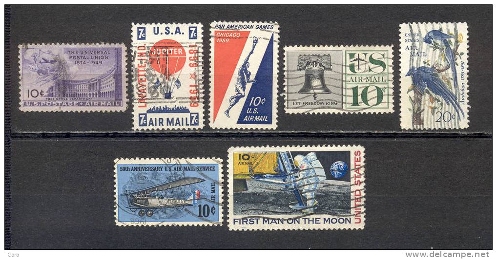 Estados Unidos  1949-69.-  Y&T Nº  41 - 53 - 54 - 56 - 67 - 70 - 73  Aéreos - 2a. 1941-1960 Used