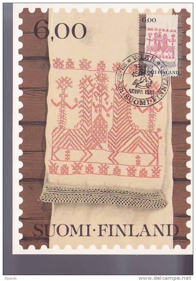 FINLANDE CARTE PHILATELIQUE  YVERT 826 ARTISANAT - Cartes-maximum (CM)