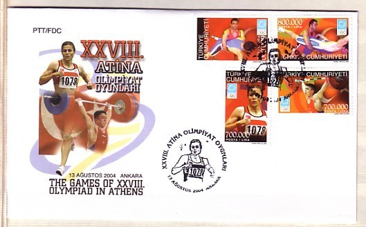 TURKEY  2004  OYMPIC G. ATHENS   4 V-FDC - FDC