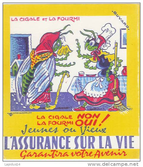 BU 50/ BUVARD  L' ASSURANCE SUR LA VIE   LA CIGALE ET LA FOURMI - Bank & Insurance