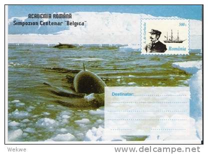 Rum056a/ RUMÄNIEN -   Priv. GA (3 Stück) Antarktik (Antarctic) 1997. Pinguine, Segelschiff, Kapitän - Storia Postale