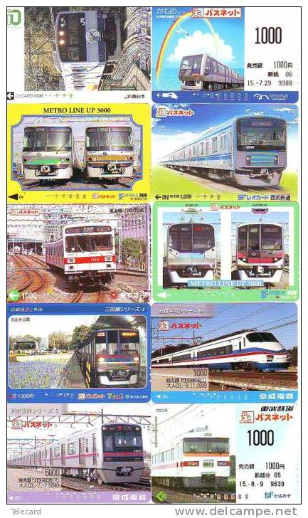 JAPAN 10 Gebruikte TREIN KAARTEN - TRAINS (112) BENUTZTE BAHNKARTEN - ZÜGE - Treinen