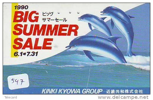 DOLPHIN DAUPHIN Dolfijn DELPHIN Tier Animal (547) * Telefonkarte Telecarte Japan * - Delfines