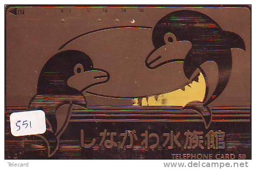 DOLPHIN DAUPHIN Dolfijn DELPHIN Tier Animal (551)  * Telefonkarte Telecarte Japan * - Delfines