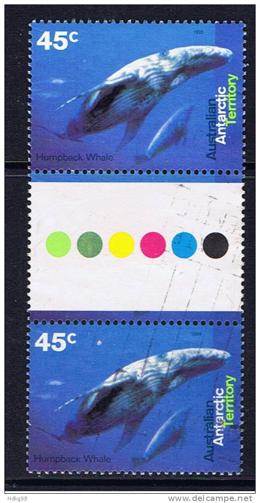 AUSAT+ Australische Antarktische Gebiete 1995 Mi 102 Wal (Paar Mit Zwischensteg) - Used Stamps