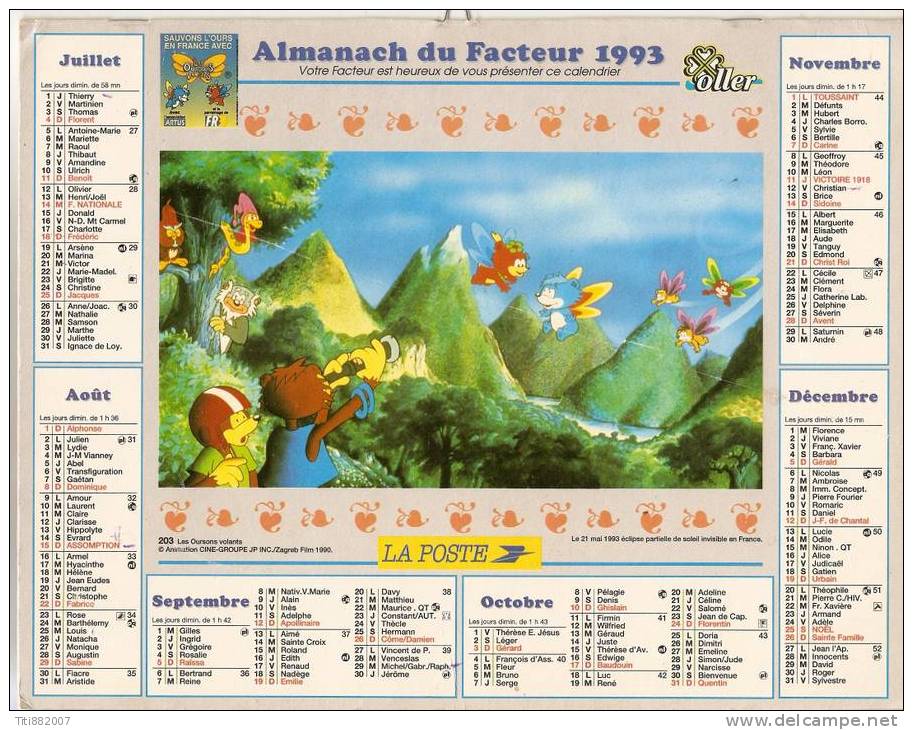 CALENDRIER DES POSTES.   ALMANACH DU FACTEUR 1993 / VOSGES. - Groot Formaat: 1991-00