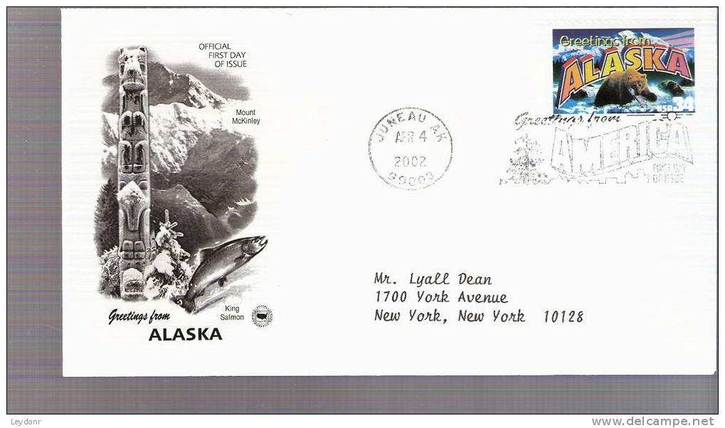 FDC Greetings From America Series -Alaska - Scott # 3562 - 2001-2010