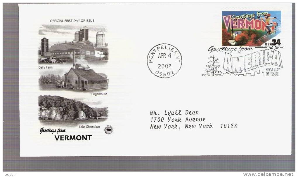 FDC Greetings From America Series - Vermont - Scott # 3605 - 2001-2010
