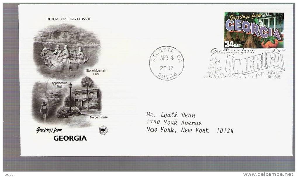 FDC Greetings From America Series - Georgia - Scott # 3570 - 2001-2010