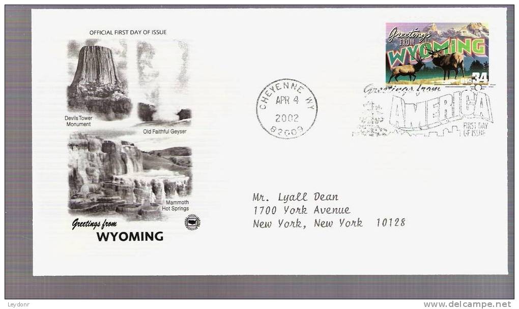 FDC Greetings From America Series - Wyoming - Scott # 3610 - 2001-2010