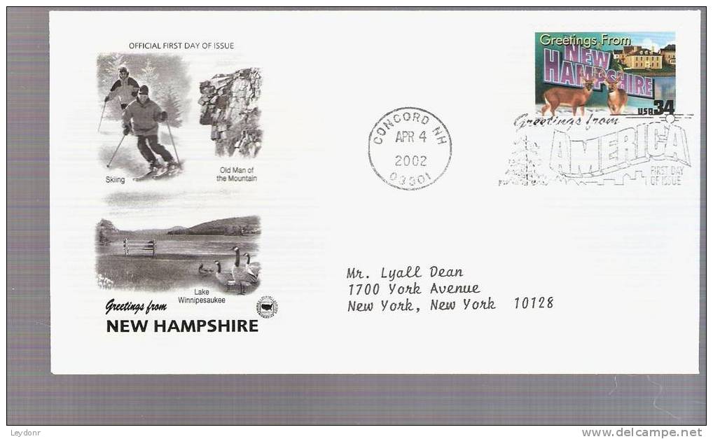 FDC Greetings From America Series - New Hampshire - Scott # 3589 - 2001-2010