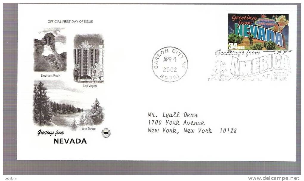 FDC Greetings From America Series - Nevada - Scott # 3588 - 2001-2010