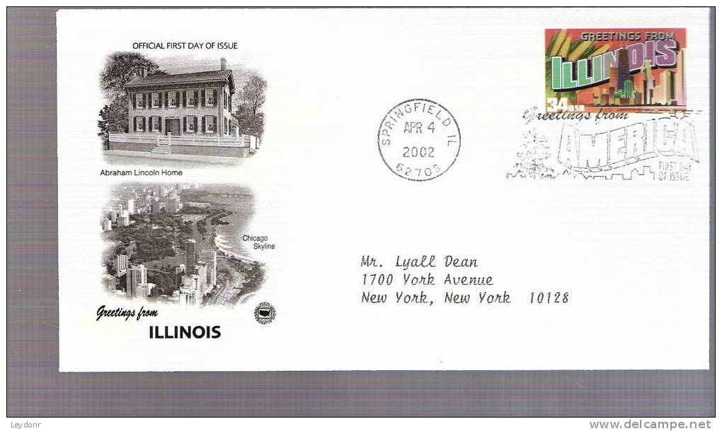 FDC Greetings From America Series - Illinois - Scott # 3573 - 2001-2010