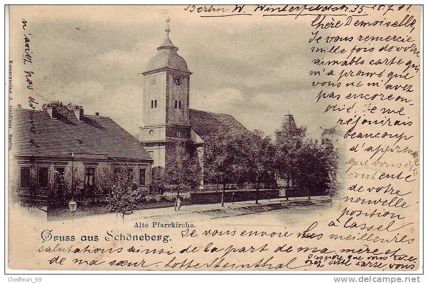 Grüss Aus Schöneberg / Sehr Alte Karte Von 1901. Platz Mit Alter Pfarrkirche. Urbach : Ankunftstempel - Schöneberg