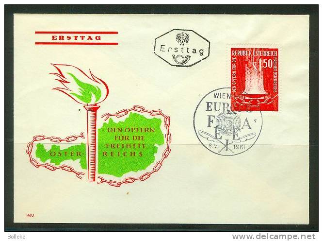 Autriche  -  Lettre FDC De 1961  -  Musique  -  Opéra  -  Globe  -  Chaine  -  Plumes  -  Thème Europa - Lettres & Documents