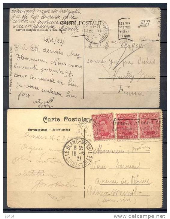 BELGIQUE    LOT De 4 Cartes     Non Ecrite     Voir SCAN - Collections & Lots