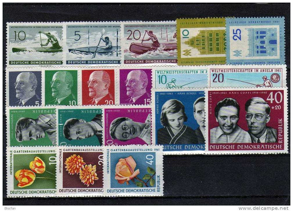 DDR Jahrgang 1961 21 Ausgaben Präsident Pieck Bis Kosmonaut Titow 807-863/8 ** 82€ - Collections (with Albums)