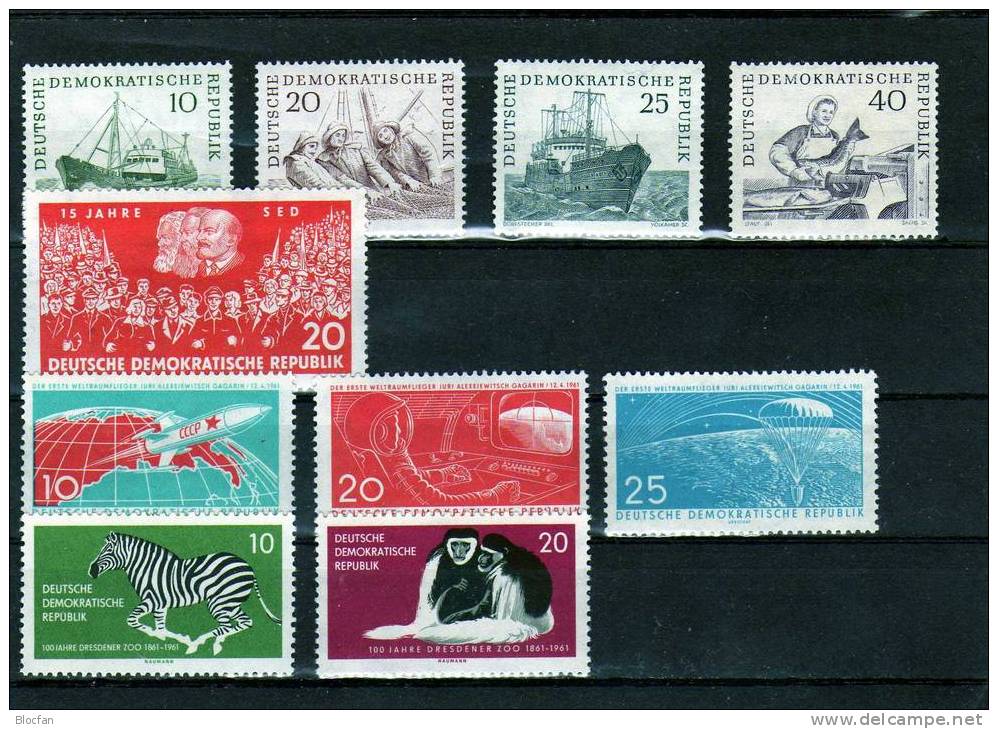 DDR Jahrgang 1961 21 Ausgaben Präsident Pieck Bis Kosmonaut Titow 807-863/8 ** 82€ - Collections (en Albums)