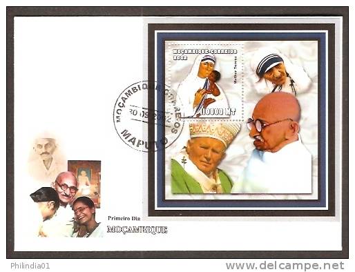 Mozambique 2002 Mahatma Gandhi Noble Prize Winner Mother Teresa Pope John Pope M/s FDC RARE - Mahatma Gandhi