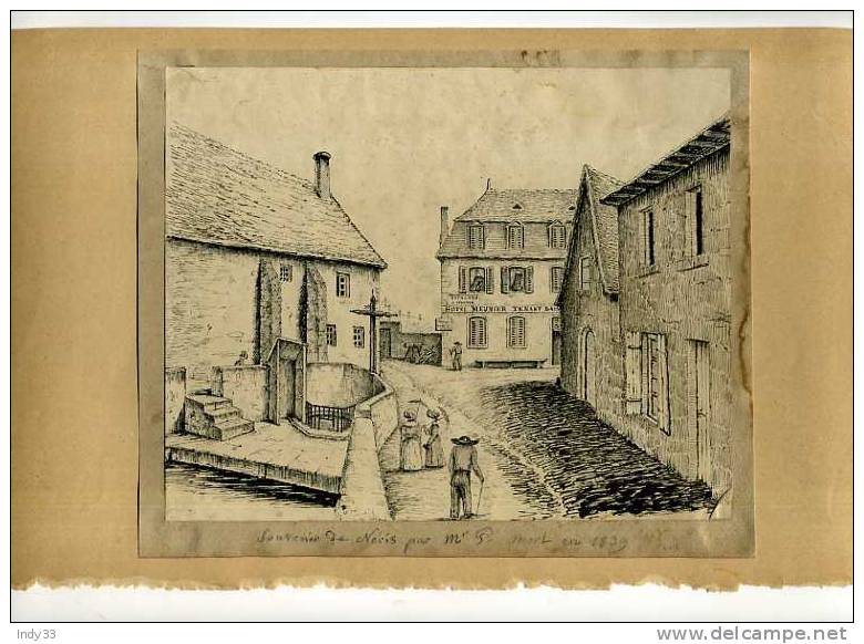 - "SOUVENIR DE NERIS PAR Mr P. MORT EN 1839 ". DESSIN A L´ENCRE DE CHINE DU XIXeS. - Drawings