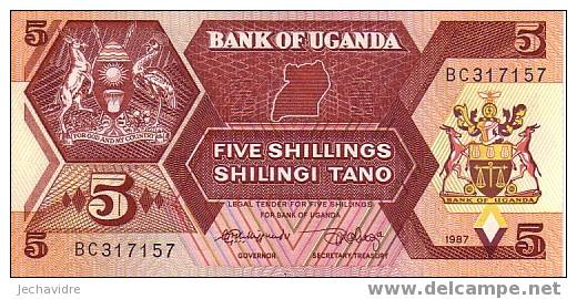 OUGANDA   5 Shillings   Emission De 1987   Pick 27     ***** BILLET  NEUF ***** - Ouganda