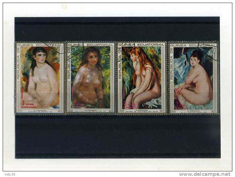 - GUINEE EQUATORIALE . SUITE  DE TIMBRES SUR LA PEINTURE . NUS . - Nudes