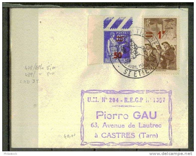 FRANCE FDC 1942 N° 478 & 489 Obl. - ....-1949